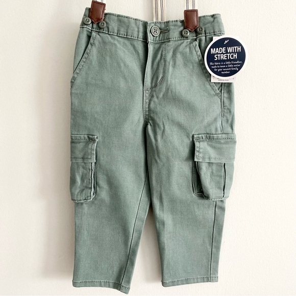 OshKosh Boy Cargo Pants with Detachable Suspenders Size 18 Months - Picture 2 of 6